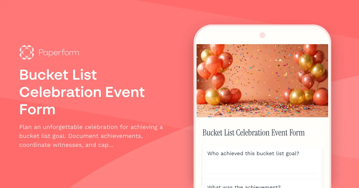 Bucket List Celebration Event Form