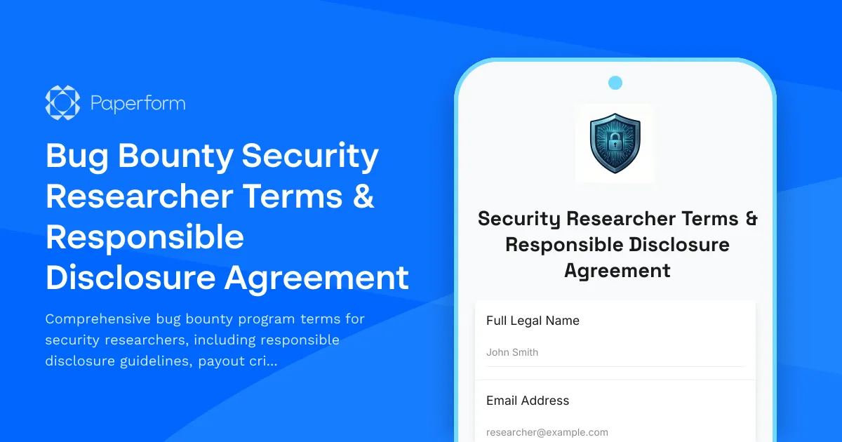Bug Bounty Security Researcher Terms & Responsible Disclosure Agreement