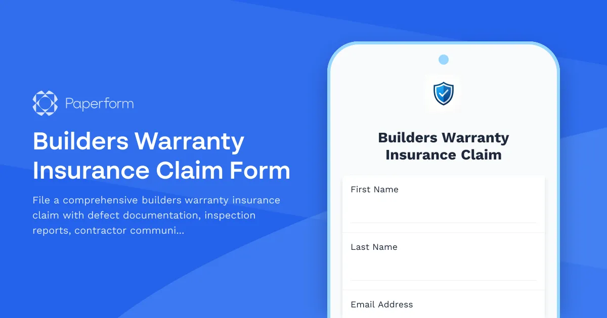 Builders Warranty Insurance Claim Form