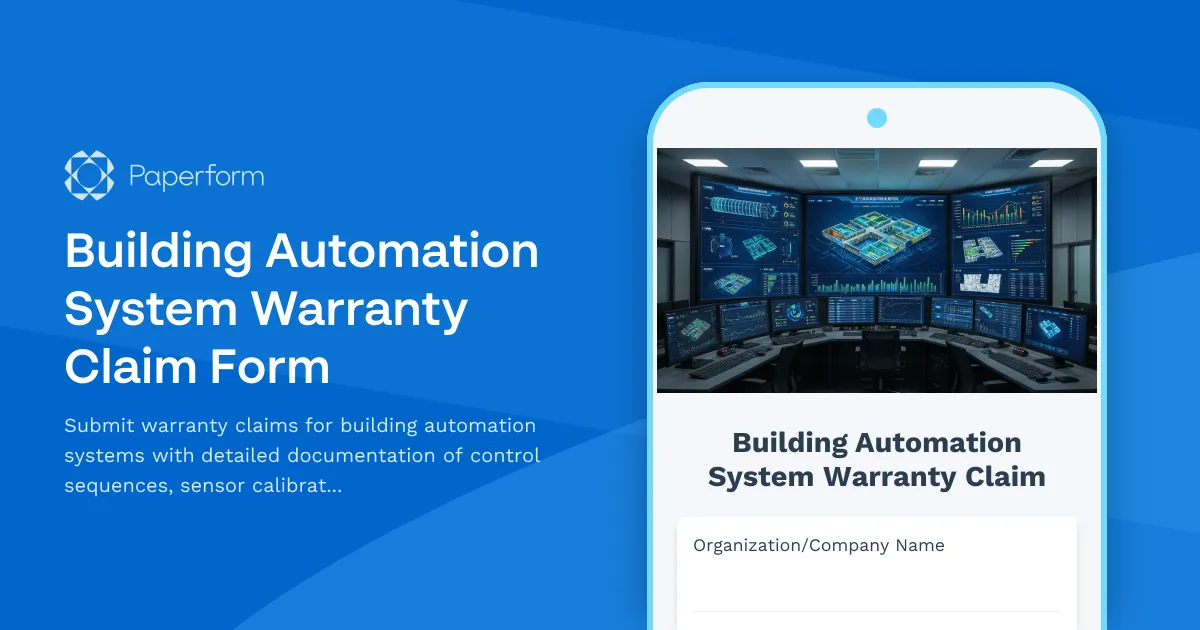 Building Automation System Warranty Claim Form