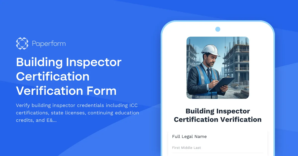 Building Inspector Certification Verification Form