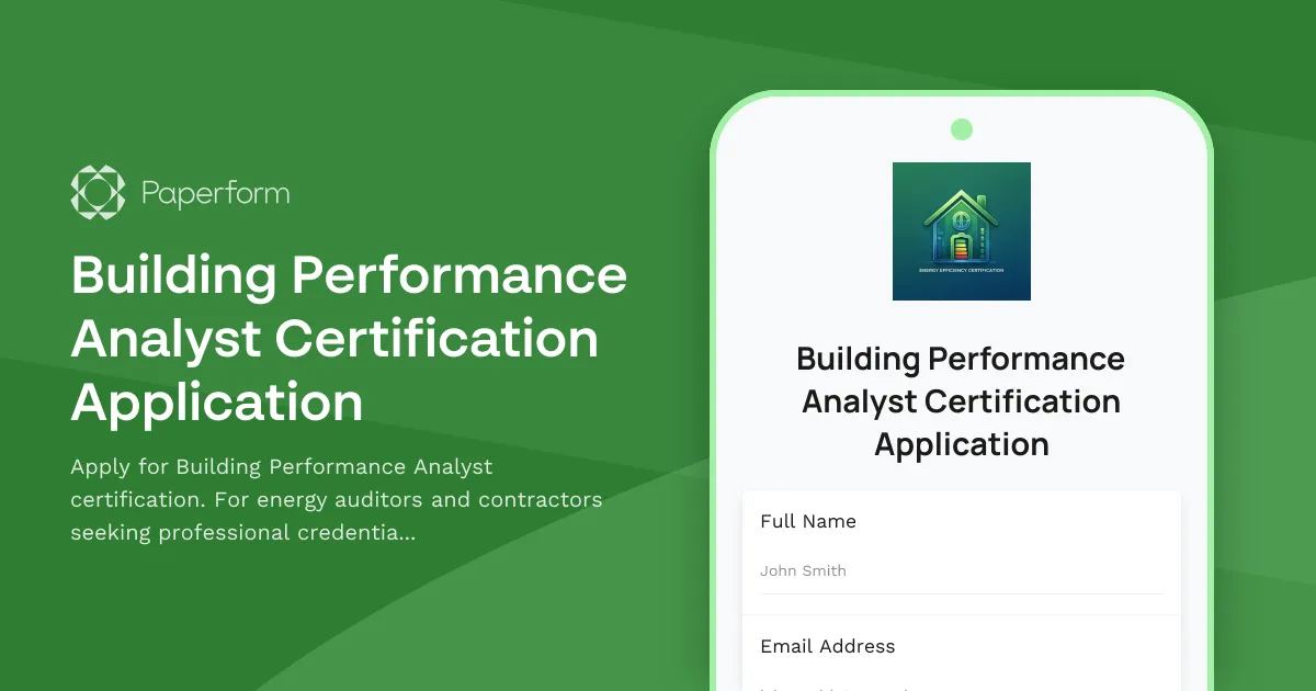 Building Performance Analyst Certification Application