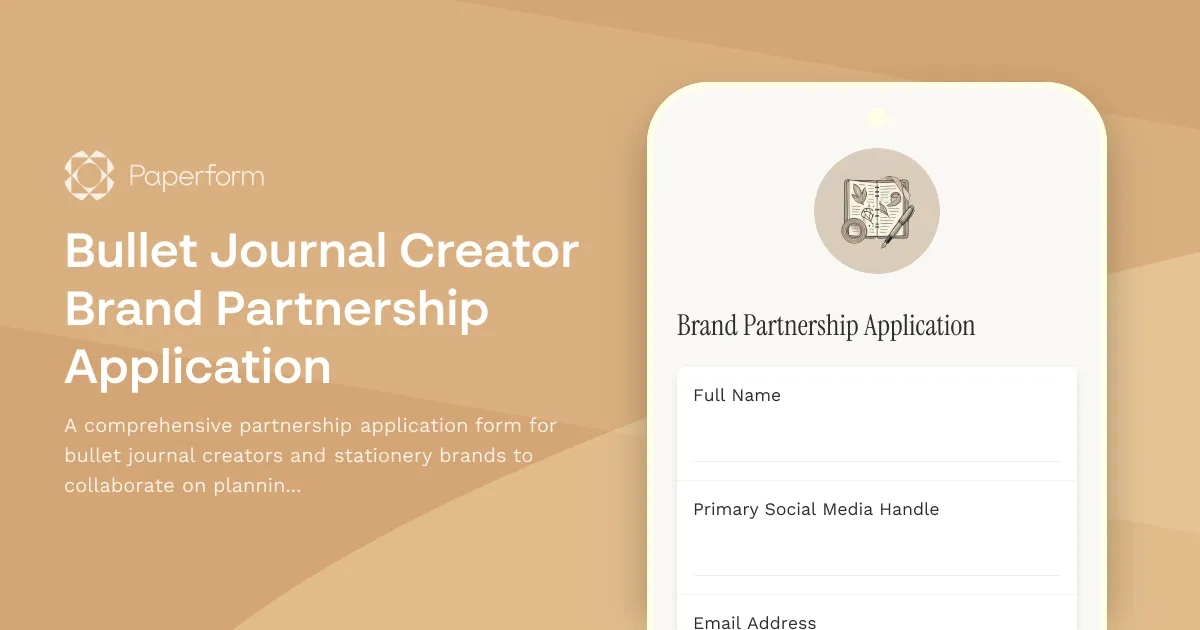 Bullet Journal Creator Brand Partnership Application