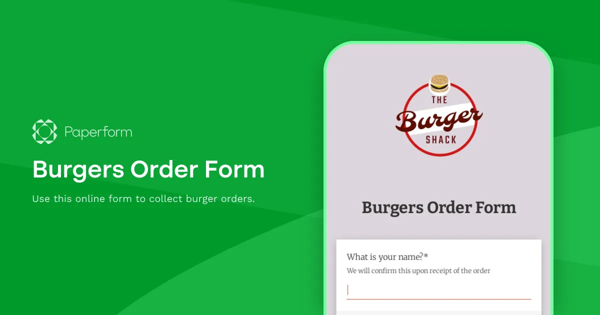 Burgers Order Form