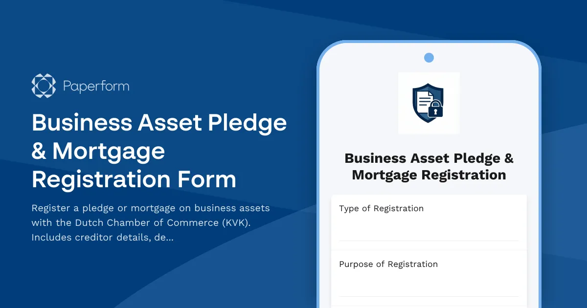 Business Asset Pledge & Mortgage Registration Form