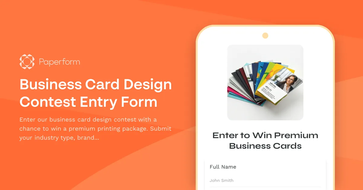 Business Card Design Contest Entry Form