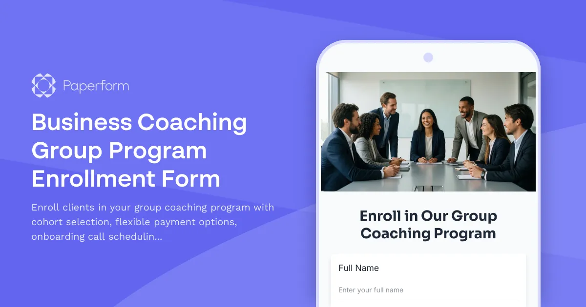 Business Coaching Group Program Enrollment Form