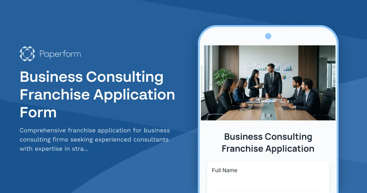 Business Consulting Franchise Application Form
