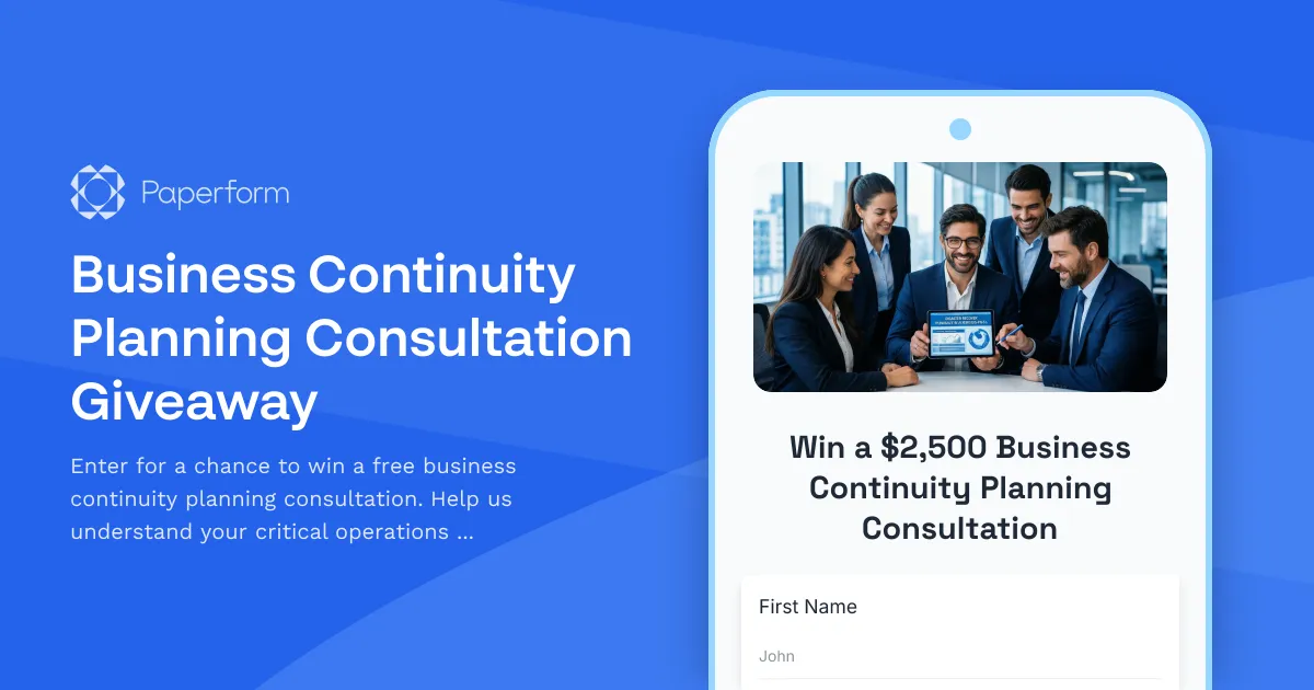 Business Continuity Planning Consultation Giveaway