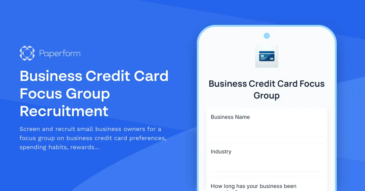 Business Credit Card Focus Group Recruitment