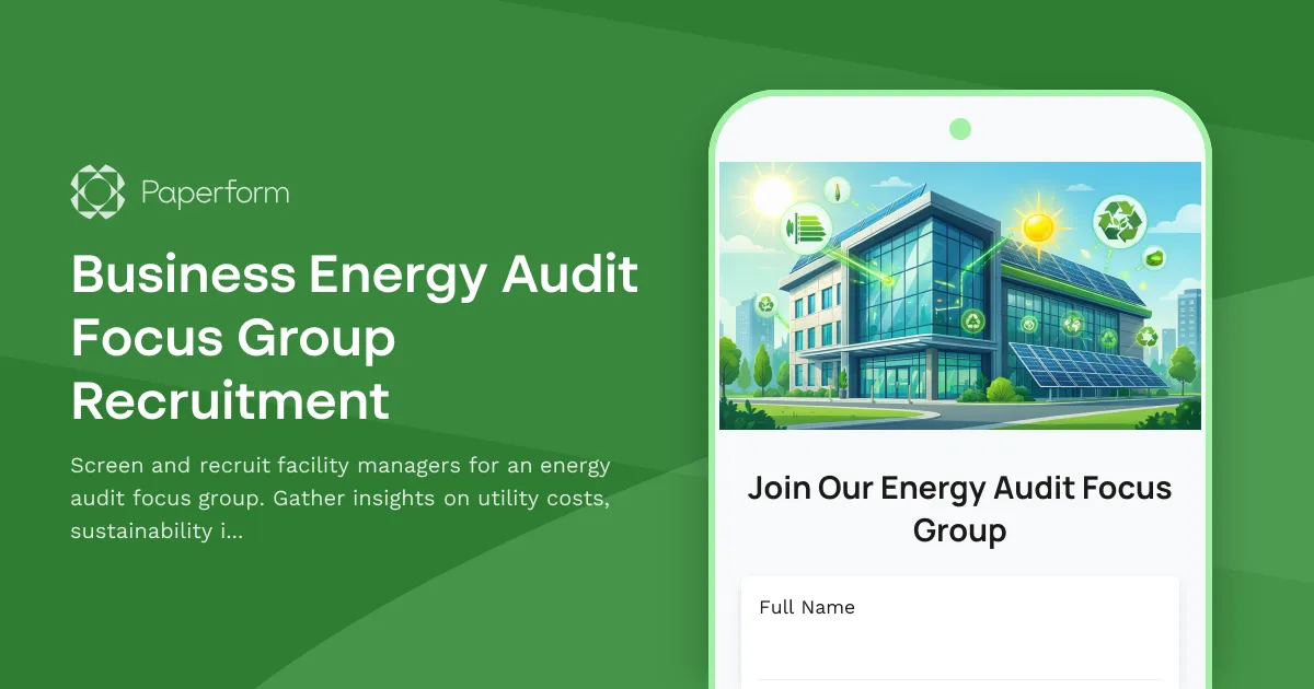 Business Energy Audit Focus Group Recruitment