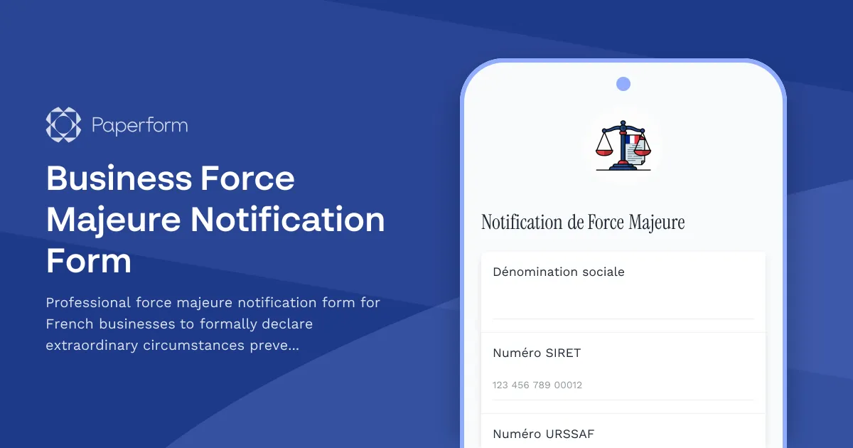 Business Force Majeure Notification Form