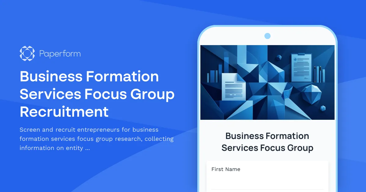 Business Formation Services Focus Group Recruitment