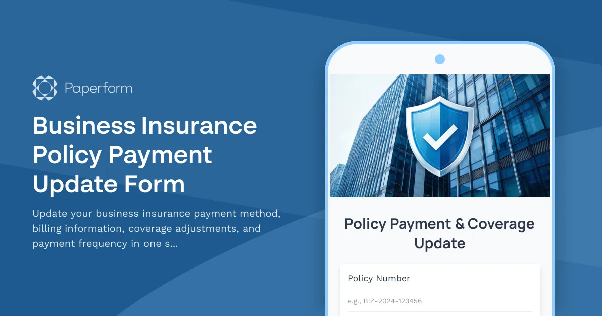 Business Insurance Policy Payment Update Form