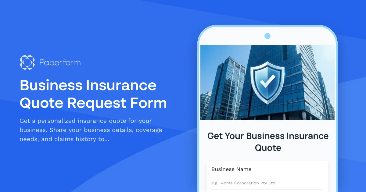 Business Insurance Quote Request Form