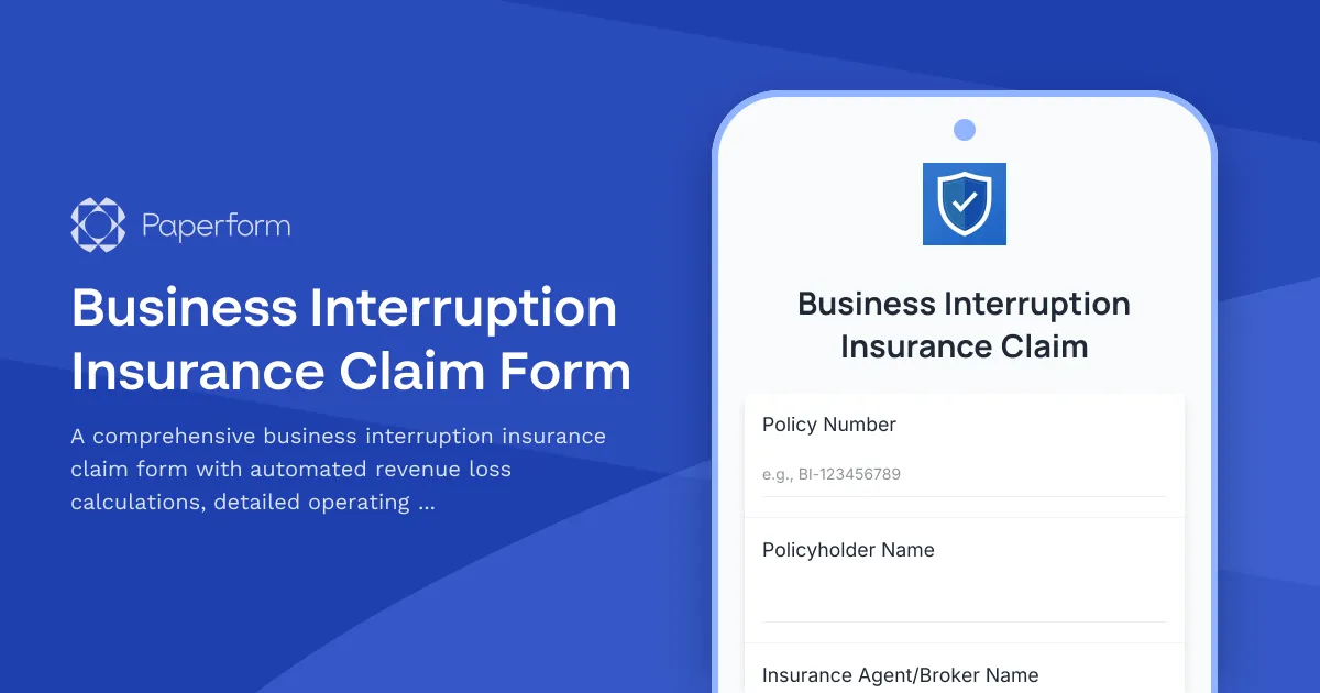 Business Interruption Insurance Claim Form