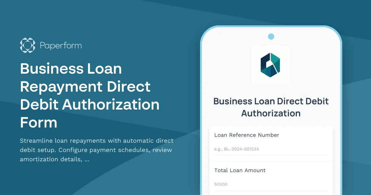 Business Loan Repayment Direct Debit Authorization Form