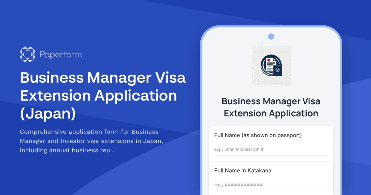 Business Manager Visa Extension Application (Japan)