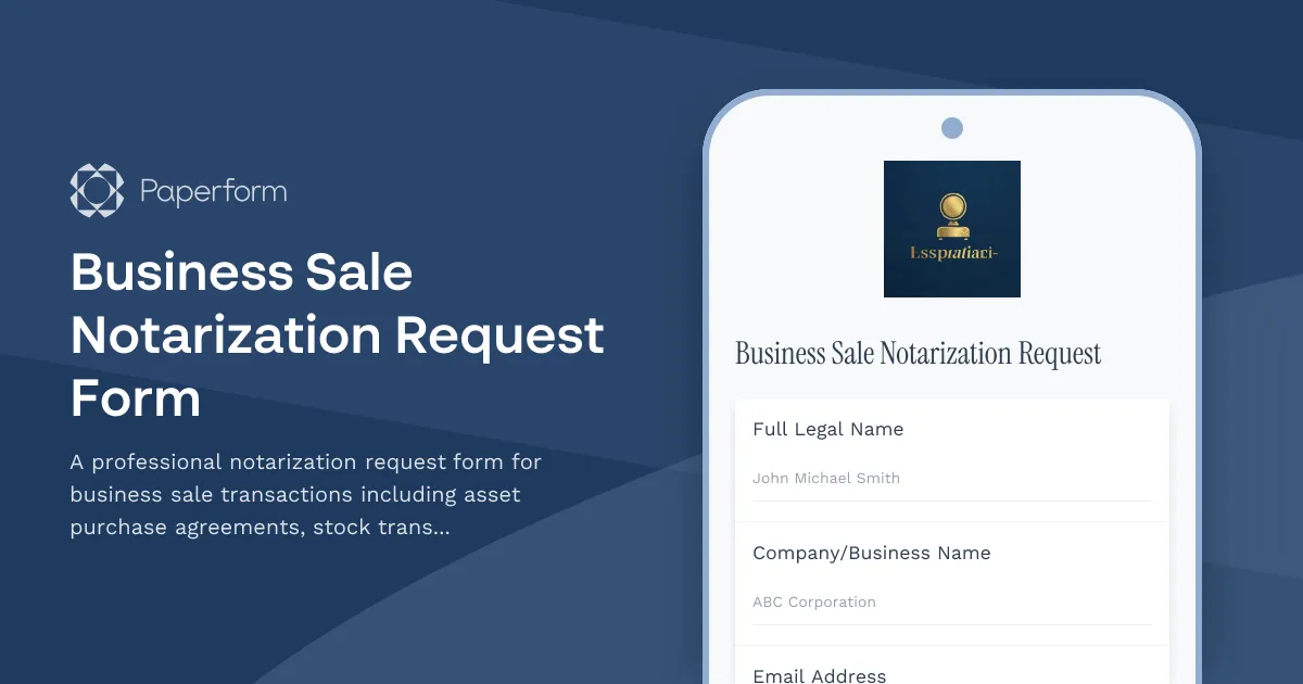 Business Sale Notarization Request Form