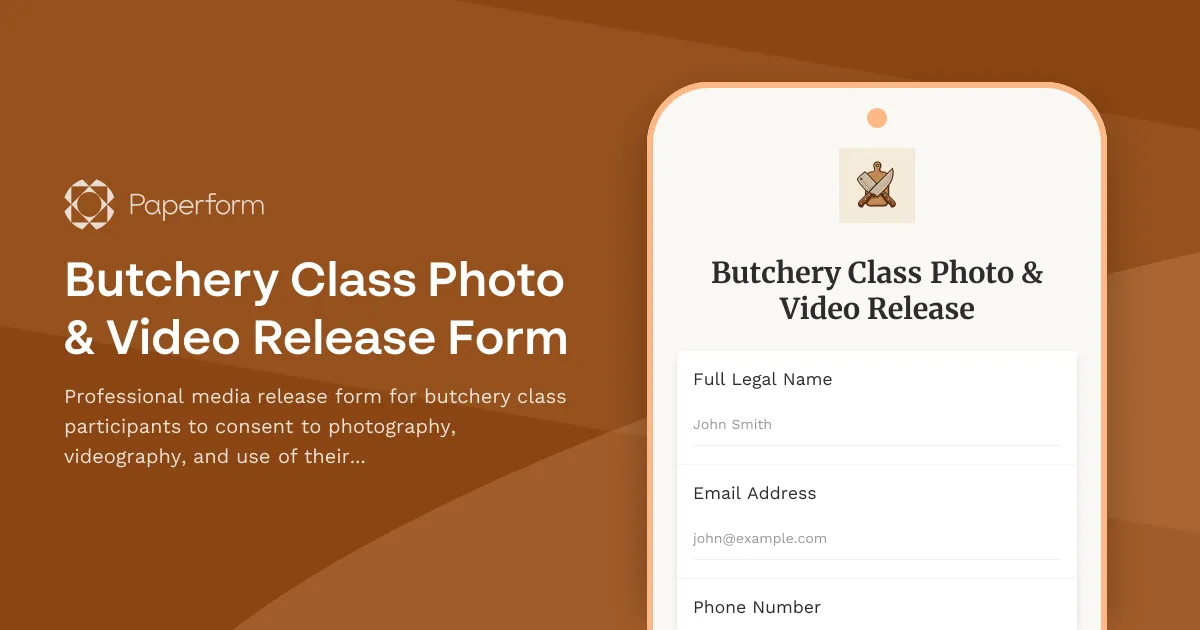 Butchery Class Photo & Video Release Form