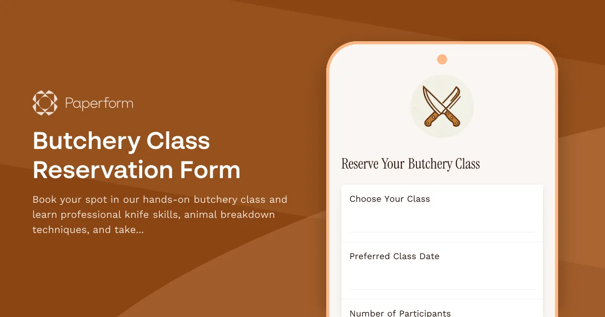 Butchery Class Reservation Form