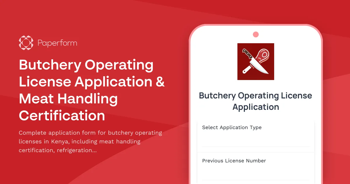 Butchery Operating License Application & Meat Handling Certification