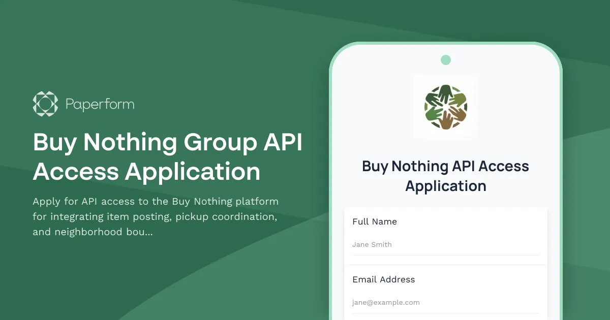 Buy Nothing Group API Access Application