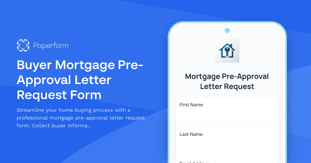 Buyer Mortgage Pre-Approval Letter Request Form