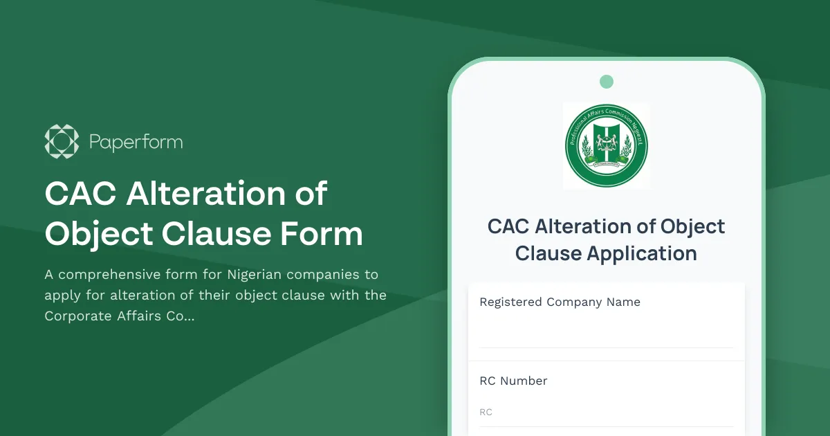 CAC Alteration of Object Clause Form