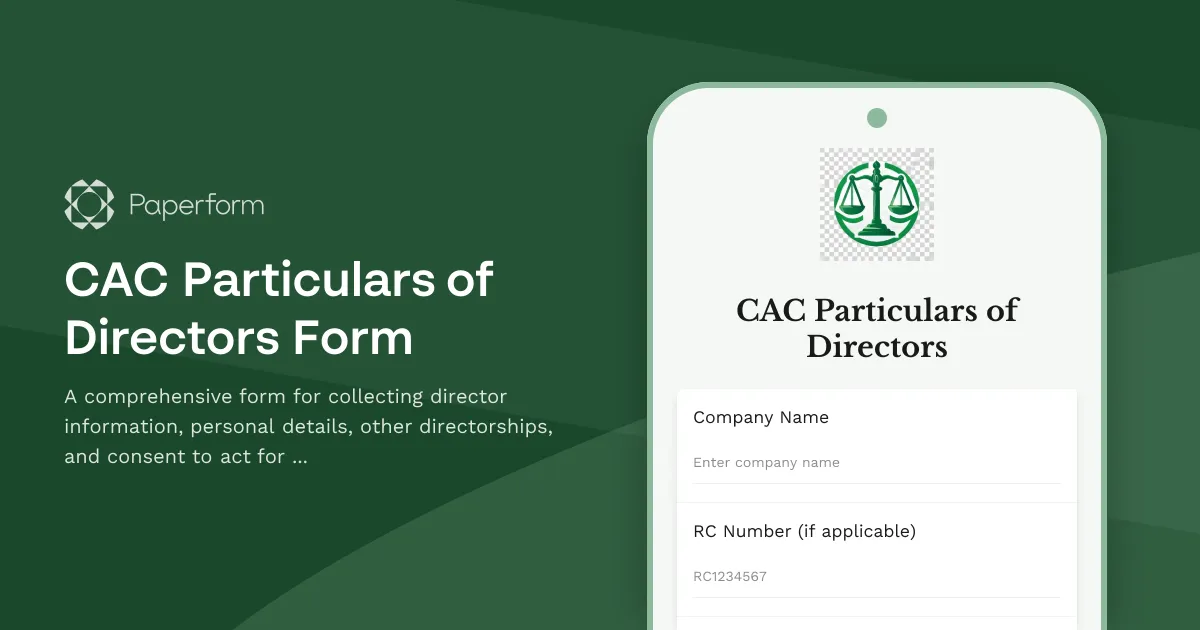 CAC Particulars of Directors Form