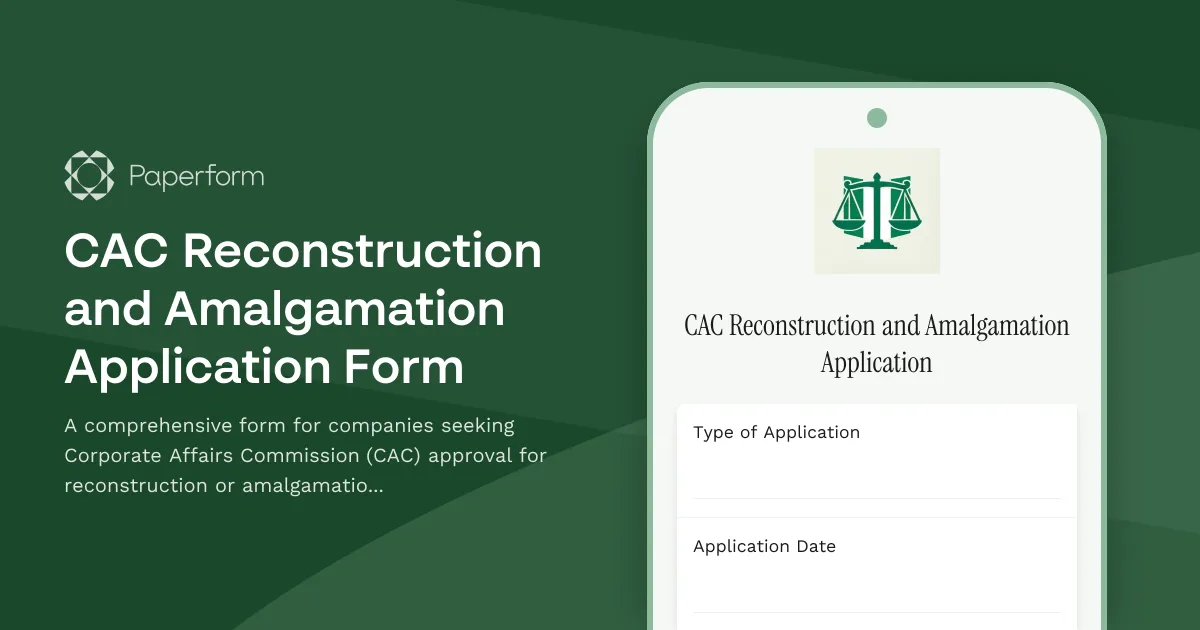 CAC Reconstruction and Amalgamation Application Form