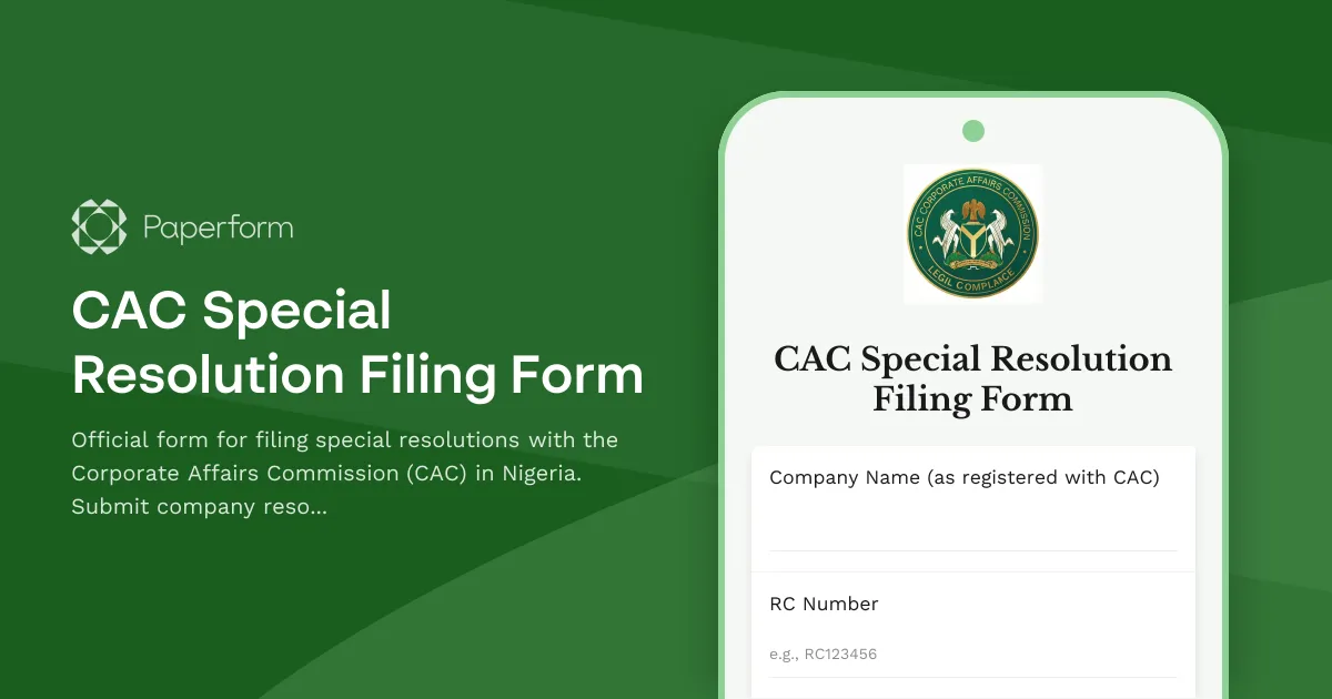 CAC Special Resolution Filing Form
