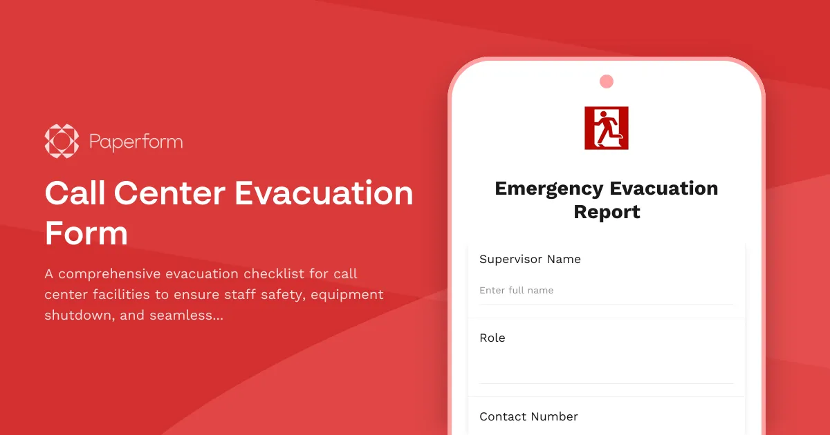 Call Center Evacuation Form