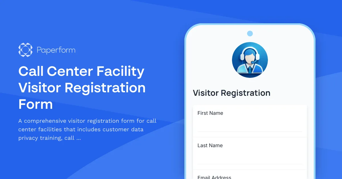 Call Center Facility Visitor Registration Form