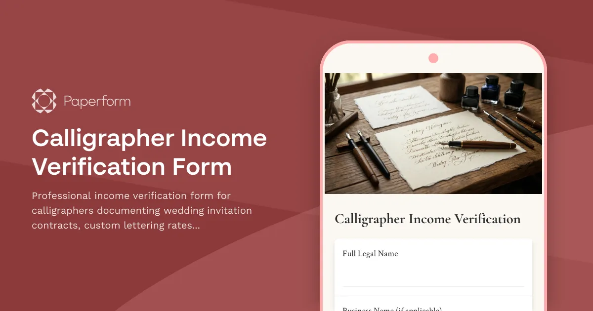 Calligrapher Income Verification Form