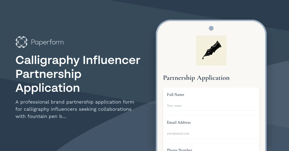 Calligraphy Influencer Partnership Application
