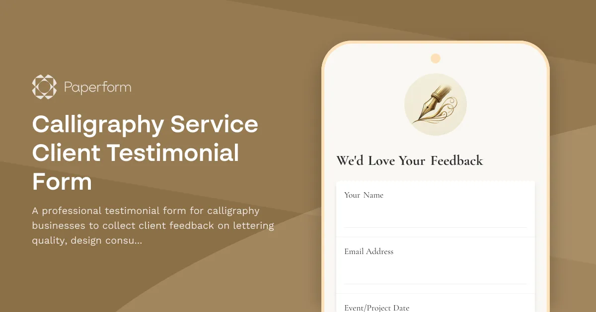 Calligraphy Service Client Testimonial Form