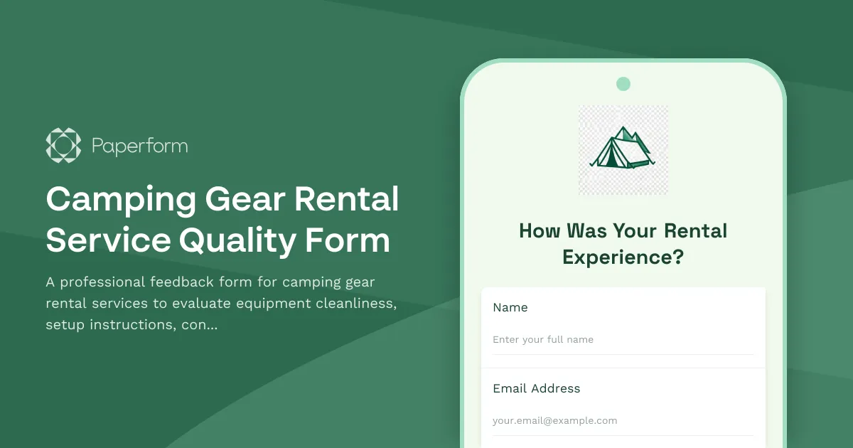 Camping Gear Rental Service Quality Form