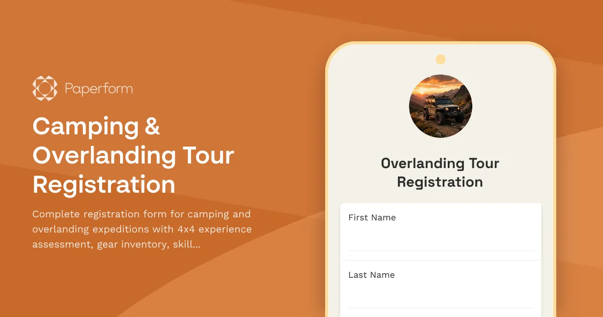 Camping & Overlanding Tour Registration