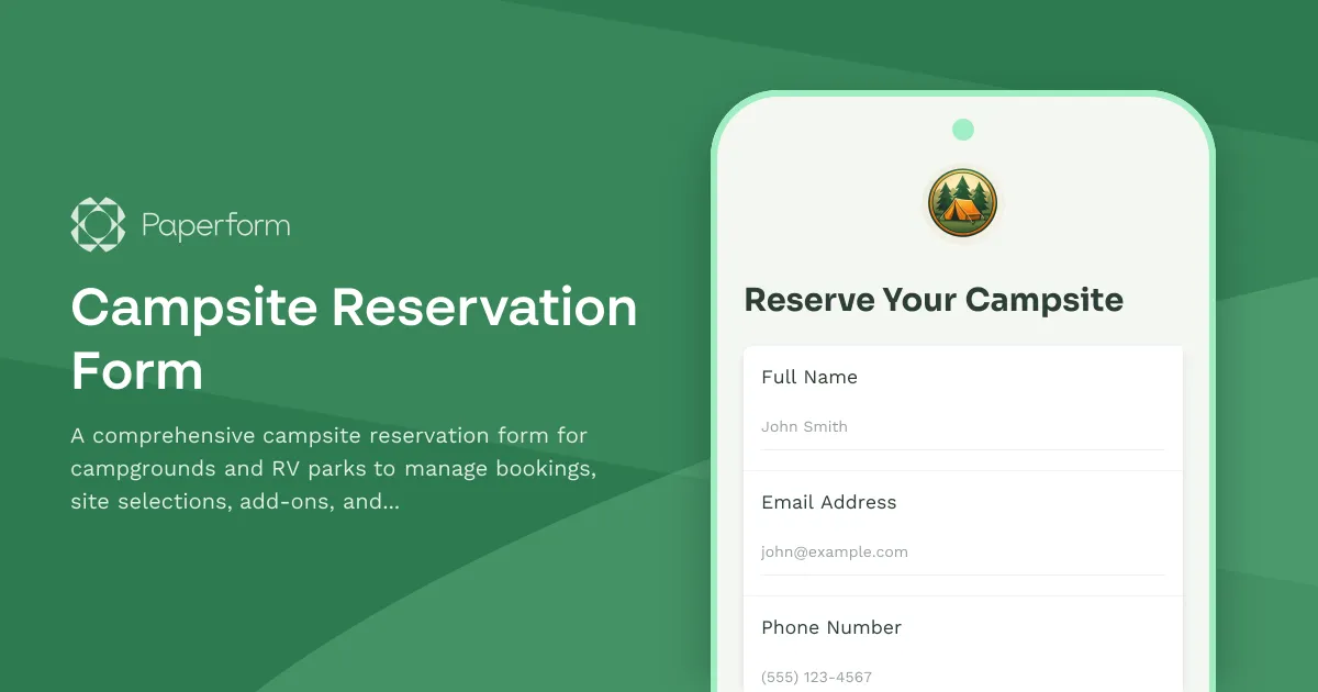 Campsite Reservation Form