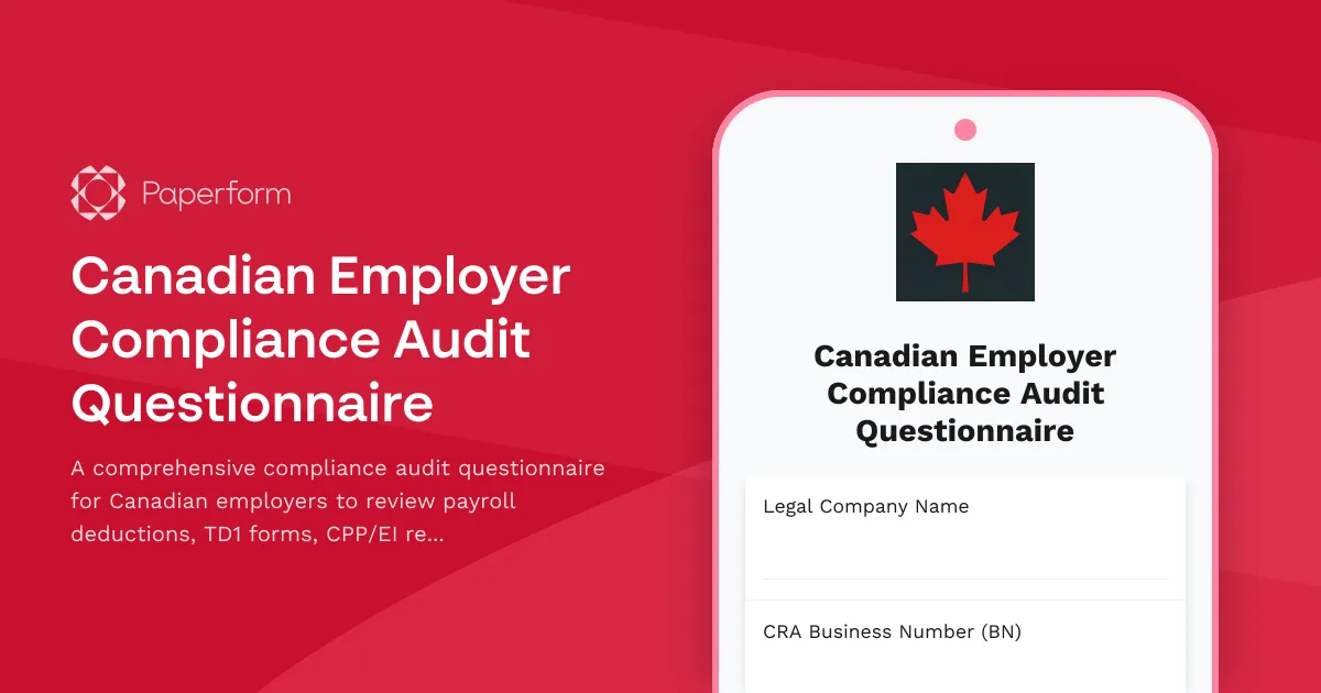 Canadian Employer Compliance Audit Questionnaire