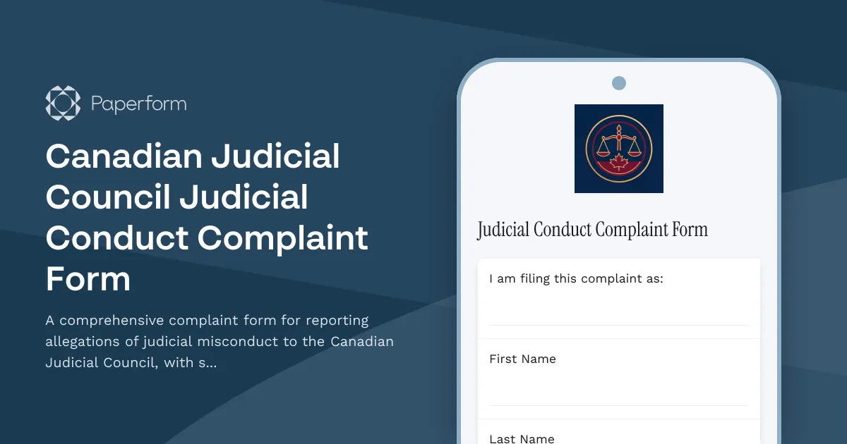 Canadian Judicial Council Judicial Conduct Complaint Form