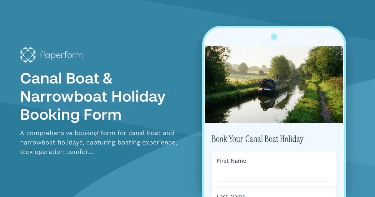 Canal Boat & Narrowboat Holiday Booking Form