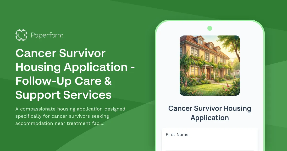 Cancer Survivor Housing Application - Follow-Up Care & Support Services