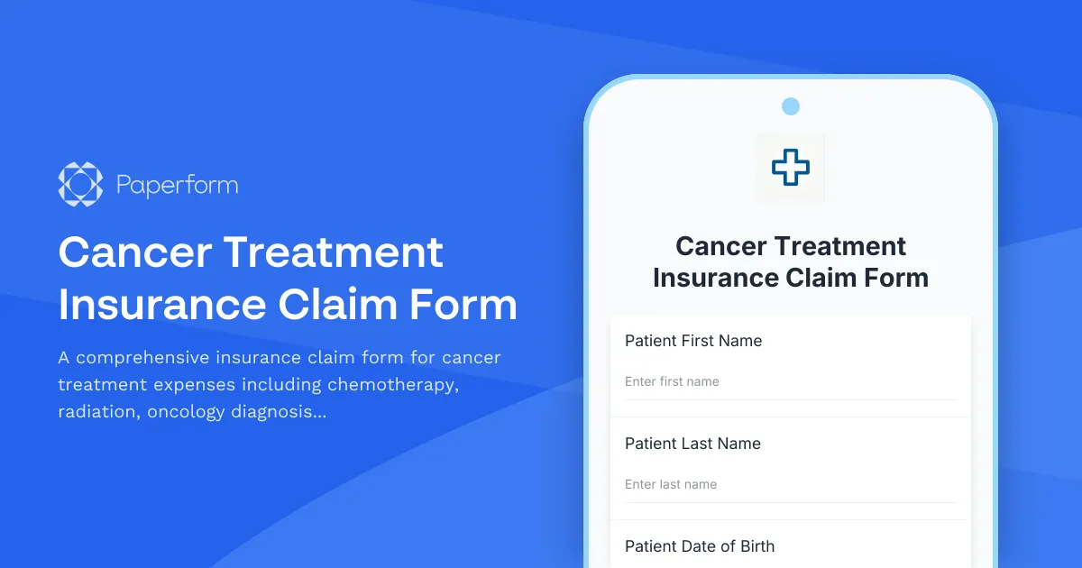 Cancer Treatment Insurance Claim Form