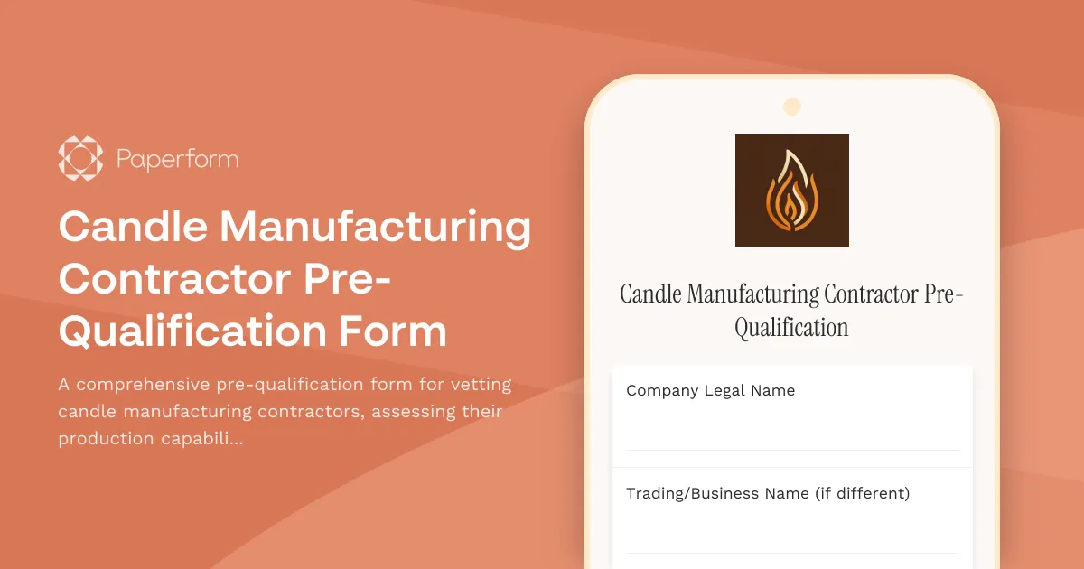 Candle Manufacturing Contractor Pre-Qualification Form