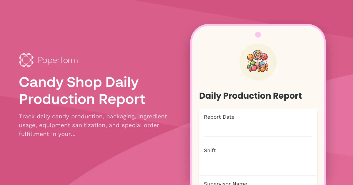 Candy Shop Daily Production Report