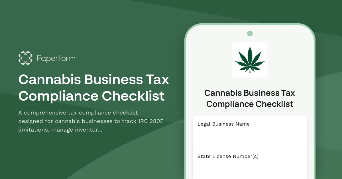 Cannabis Business Tax Compliance Checklist
