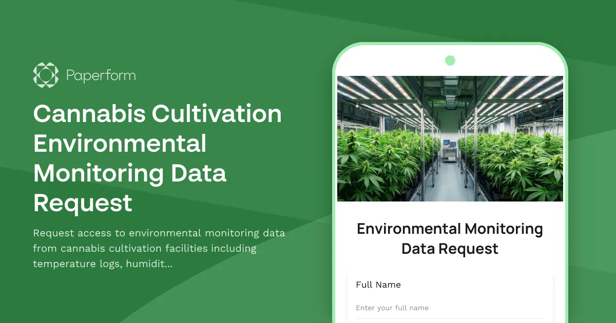 Cannabis Cultivation Environmental Monitoring Data Request