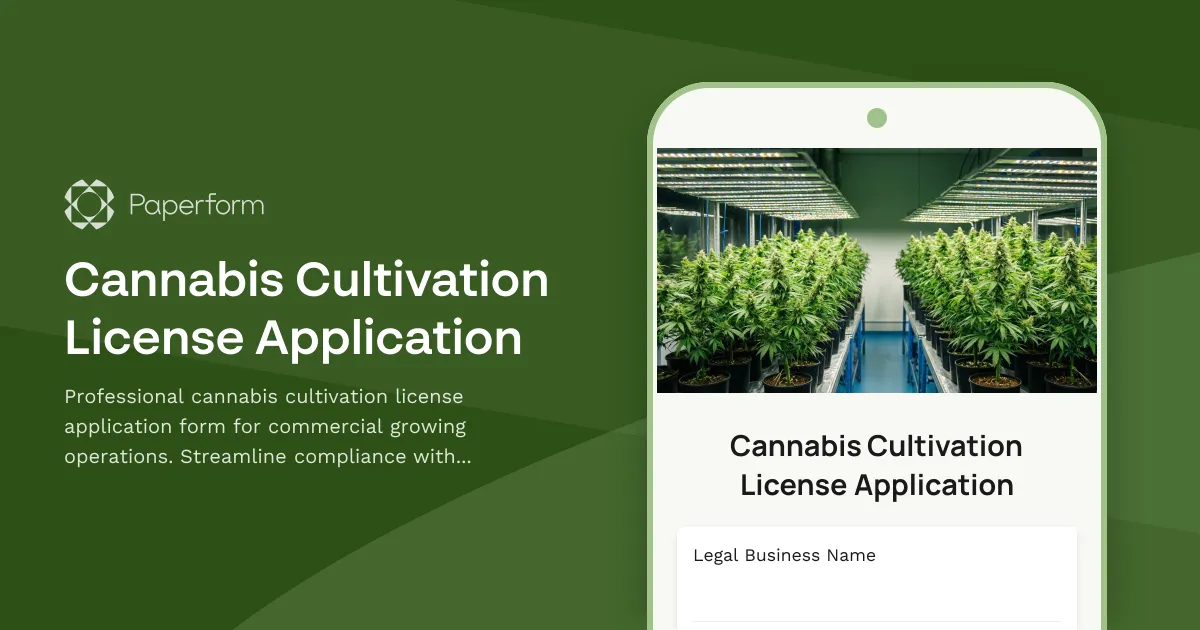 Cannabis Cultivation License Application